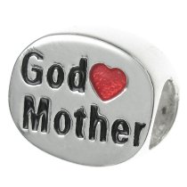 .925 Sterling Silver Love God Mother Heart Enamel Bead for European Charm Bracelets