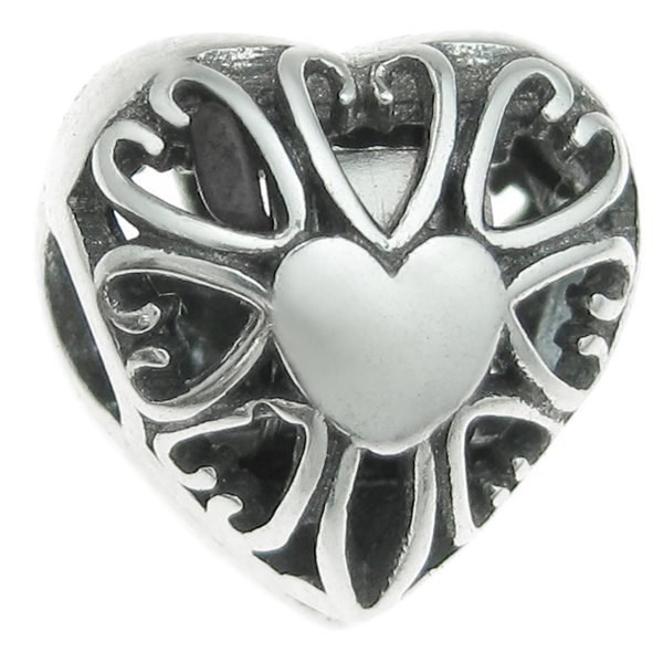 Antique 925 Sterling Silver Love Heart Valentine Stopper Clip Lock Bead for European Charm Bracelets