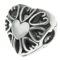 Antique 925 Sterling Silver Love Heart Valentine Stopper Clip Lock Bead for European Charm Bracelets