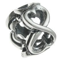 Antique 925 Sterling Silver Endless Love Heart Valentine Bead for European Charm Bracelets