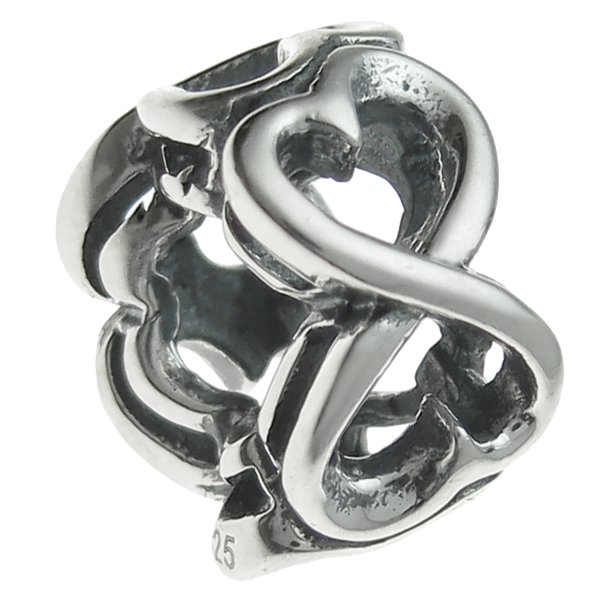 Antique 925 Sterling Silver Endless Love Heart Valentine Bead for European Charm Bracelets