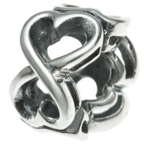 Antique 925 Sterling Silver Endless Love Heart Valentine Bead for European Charm Bracelets