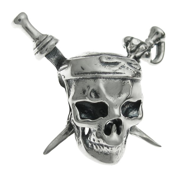 Antique 925 Sterling Silver Skull Pirates of the Caribbean Bead for European Charm Bracelets