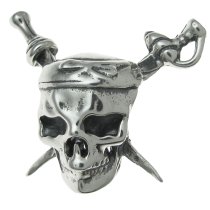 Antique 925 Sterling Silver Skull Pirates of the Caribbean Bead for European Charm Bracelets