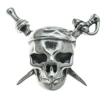 Antique 925 Sterling Silver Skull Pirates of the Caribbean Bead for European Charm Bracelets
