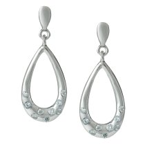 2x Rhodium on 925 Sterling Silver Teardrop Loop Dangle Clear CZ Crystal Chandelier Earring Stud Earring Post