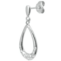 2x Rhodium on 925 Sterling Silver Teardrop Loop Dangle Clear CZ Crystal Chandelier Earring Stud Earring Post