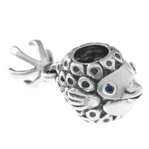 Antique 925 Sterling Lucky Goldfish Blue CZ Crystal Dangle Bead for European Charm Bracelets