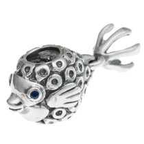 Antique 925 Sterling Lucky Goldfish Blue CZ Crystal Dangle Bead for European Charm Bracelets