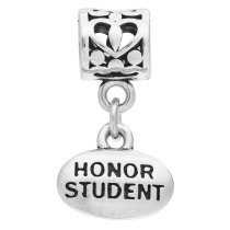 925 Sterling Silver Honor Student Graduation Dangle Bead for European Charm Bracelets