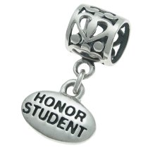 925 Sterling Silver Honor Student Graduation Dangle Bead for European Charm Bracelets