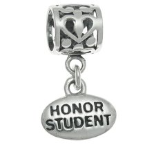 925 Sterling Silver Honor Student Graduation Dangle Bead for European Charm Bracelets