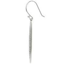 2x Rhodium on 925 Sterling Silver Clear CZ Crystal Oval Leaf Dangle Charm Earwire French Hook Earring