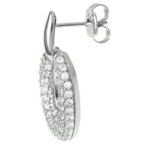 2x Rhodium on 925 Sterling Silver Oval Ring Clear CZ Crystal Dangle Charm Stud Post Earring
