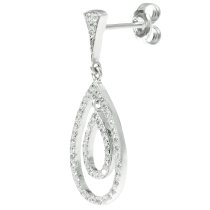 2x Rhodium on 925 Sterling Silver Teardrop Ring Loop Dangle Clear CZ Crystal Charm Chandelier Drop Earring Stud Post