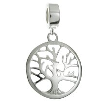 925 Sterling Silver Family Tree of Life Round Dangle Bead for European Charm Bracelets