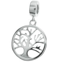 925 Sterling Silver Family Tree of Life Round Dangle Bead for European Charm Bracelets
