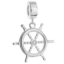 925 Sterling Silver Ship Helm Rudder Dangle Bead for European Charm Bracelets
