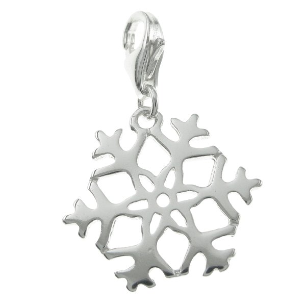 925 Sterling Silver Winter Snowflake Dangle Bead Pendant European Lobster Clip on Charm