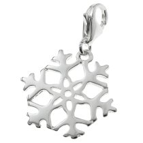 925 Sterling Silver Winter Snowflake Dangle Bead Pendant European Lobster Clip on Charm