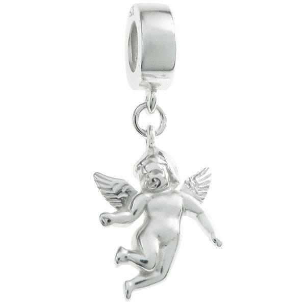 925 Sterling Silver Cupid Little Angel Dangle Bead for European Charm Bracelets