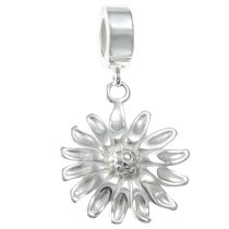 925 Sterling Silver Daisy Sun Flower Dangle Bead for European Charm Bracelets