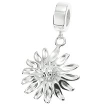 925 Sterling Silver Daisy Sun Flower Dangle Bead for European Charm Bracelets
