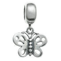 Antique 925 Sterling Silver Fairy Tale Butterfly Dangle Bead for European Charm Bracelets