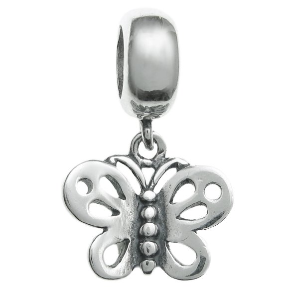 Antique 925 Sterling Silver Fairy Tale Butterfly Dangle Bead for European Charm Bracelets