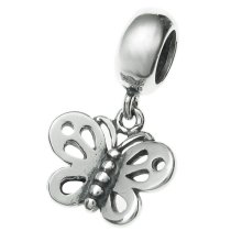 Antique 925 Sterling Silver Fairy Tale Butterfly Dangle Bead for European Charm Bracelets