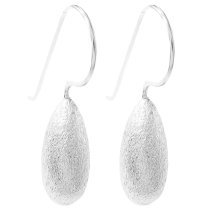 2x 925 Sterling Silver Satin Teardrop Dangling Ear Wire French Hook Earring