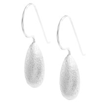 2x 925 Sterling Silver Satin Teardrop Dangling Ear Wire French Hook Earring