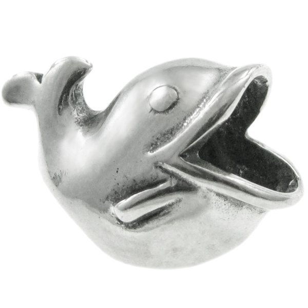 Antique 925 Sterling Silver Cute Ocean Whale Bead for European Charm Bracelets