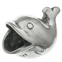 Antique 925 Sterling Silver Cute Ocean Whale Bead for European Charm Bracelets