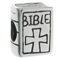 Antique 925 Sterling Silver Christian Bible Book Cross Bead for European Charm Bracelets