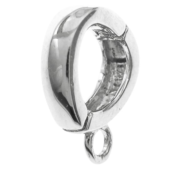 1x Rhodium on Sterling Silver Interchangeable Bail Pendant Clasp European Connector Slider