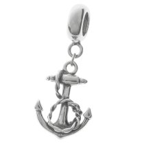 Antique 925 Sterling Silver Ship Anchor Dangle Bead for European Charm Bracelets