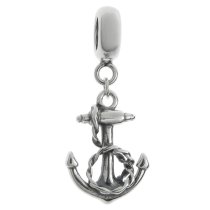Antique 925 Sterling Silver Ship Anchor Dangle Bead for European Charm Bracelets
