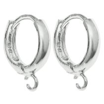 2 x Rhodium on 925 Sterling Silver Hoop Ring Huggie Dangle Earring Connector