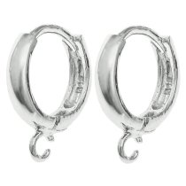 2 x Rhodium on 925 Sterling Silver Hoop Ring Huggie Dangle Earring Connector