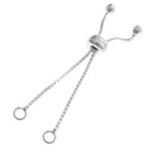 Rhodium on Sterling Silver Stopper Adjustable Box Chain Necklace Bracelet Extender 2″ with Disco Ball Bead Ends