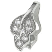 1x Rhodium on 925 Sterling Silver Clear CZ Crystal Leaf Pendant Connector Bail Clasp