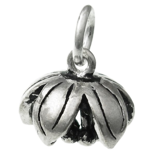 1x Antique 925 Sterling Silver Peony Lotus Flower Dangle Charm Pendant 12mm