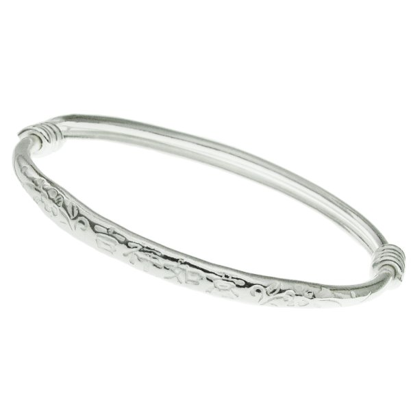1 Pc 925 Sterling Silver Chinese Words Lucky & Forture Baby Child Adjustable Bangle Wristband