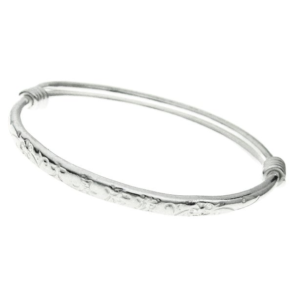 1pc 925 Sterling Silver Chinese Words Cute & Active Baby Child Adjustable Bangle Wristband