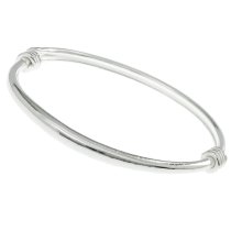 1pc 925 Sterling Silver Plain Round Baby Child Adjustable Bangle Wristband