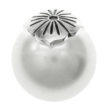 4x Antique 925 Sterling Silver Leaf Flower Bud Pearl Bead Cover Cap 6mm