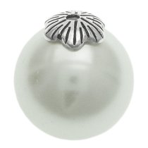 6x Antique 925 Sterling Silver Leaf Flower Bud Floral Pearl Bead Cover Cap 5mm