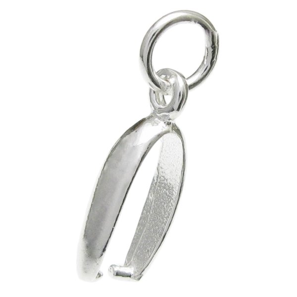 1x 925 Sterling Silver Oval Bail Charm Pendant Connector Pinch Clasp