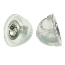 2 x Rhodium on 925 Sterling Silver Hypoallergenic Rubber Friction Earring Back Ear Nut
